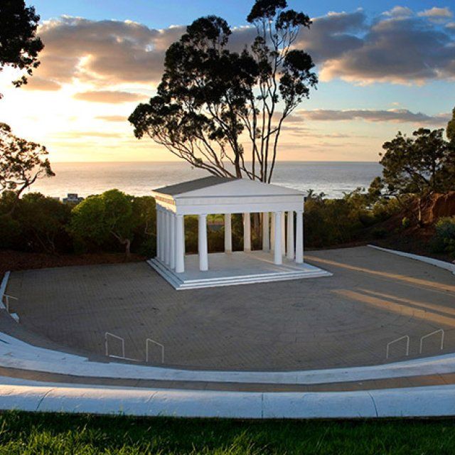 The oldest greek amphitheatre in the western hemisphere during sunset at PLNU in San Diego.